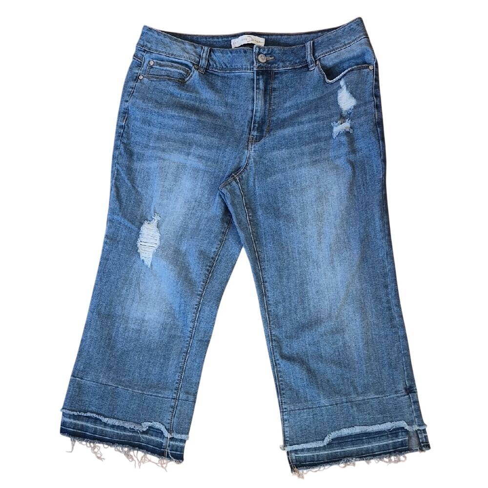 Est. 1948 Denim Blue Distressed Cropped Jeans Womens Size 14